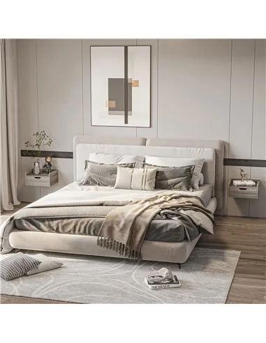 HOMCOM Floating Nightstand Set of 2 Wall Mounted Bedside Table with Storage Drawer for Bedroom, Grey