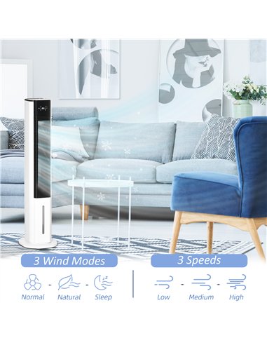 HOMCOM Portable Air Cooler, 6L Tank Humidifier Evaporative Ice Cooling Fan Water Conditioner Unit with 3 Modes, 3 Speed, Remote,