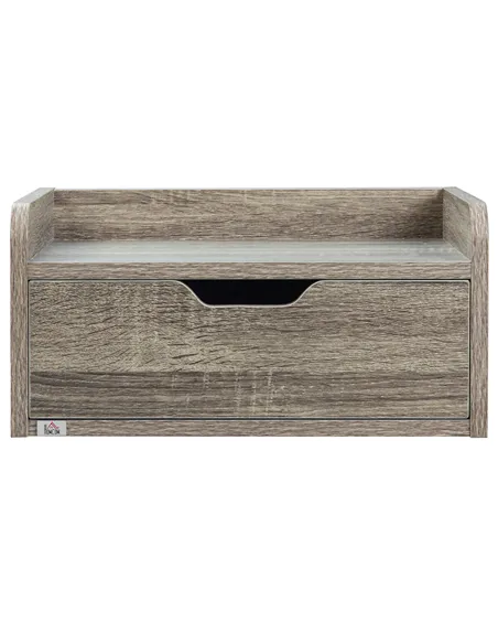 HOMCOM Floating Nightstand Set of 2 Wall Mounted Bedside Table with Storage Drawer for Bedroom, Grey