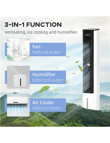 HOMCOM Portable Air Cooler, 6L Tank Humidifier Evaporative Ice Cooling Fan Water Conditioner Unit with 3 Modes, 3 Speed, Remote,