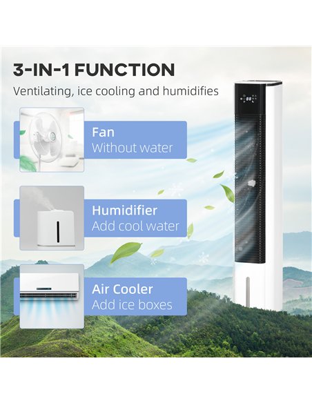 HOMCOM Portable Air Cooler, 6L Tank Humidifier Evaporative Ice Cooling Fan Water Conditioner Unit with 3 Modes, 3 Speed, Remote,