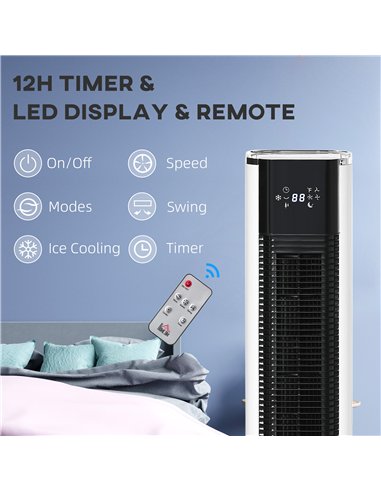 HOMCOM Portable Air Cooler, 6L Tank Humidifier Evaporative Ice Cooling Fan Water Conditioner Unit with 3 Modes, 3 Speed, Remote,
