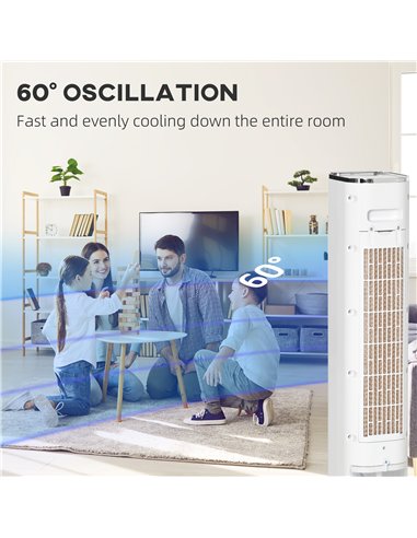 HOMCOM Portable Air Cooler, 6L Tank Humidifier Evaporative Ice Cooling Fan Water Conditioner Unit with 3 Modes, 3 Speed, Remote,