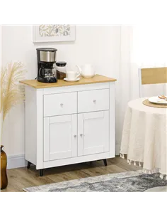 HOMCOM Sideboard Storage Cabinet, Modern Kitchen Cupboard with Double Doors and Drawers for Dining Room, Living Room and Entrywa 2