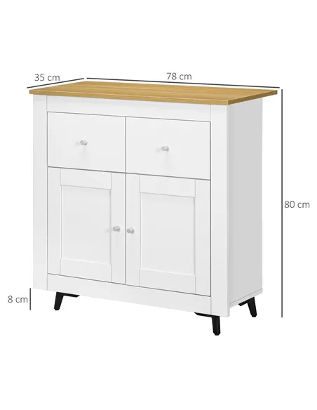 HOMCOM Sideboard Storage Cabinet, Modern Kitchen Cupboard with Double Doors and Drawers for Dining Room, Living Room and Entrywa