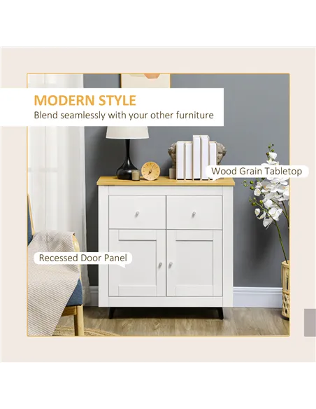 HOMCOM Sideboard Storage Cabinet, Modern Kitchen Cupboard with Double Doors and Drawers for Dining Room, Living Room and Entrywa
