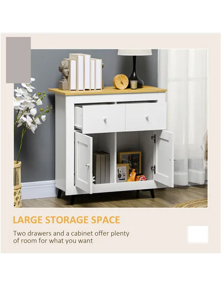 HOMCOM Sideboard Storage Cabinet, Modern Kitchen Cupboard with Double Doors and Drawers for Dining Room, Living Room and Entrywa