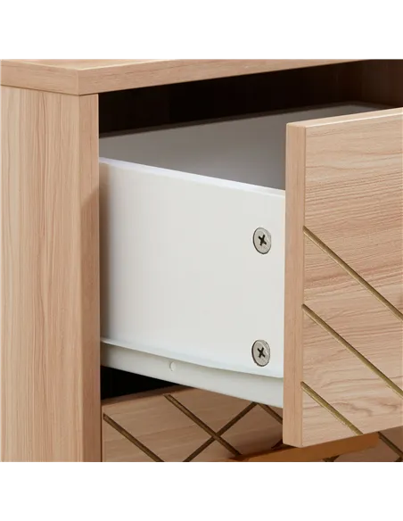 HOMCOM Bedside Cabinet, Scandinavian Bedside Table with Drawers, Bed Side Table with Wood Legs, Natural