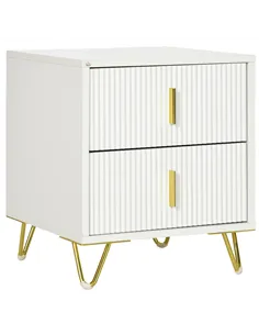 HOMCOM Elegant Chest of Two Drawers - White/Gold-Tone