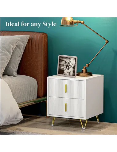 HOMCOM Elegant Chest of Two Drawers - White/Gold-Tone