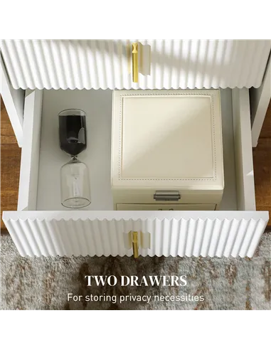 HOMCOM Elegant Chest of Two Drawers - White/Gold-Tone