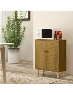 HOMCOM Vintage Storage Cabinet with Double Chevron Doors and Pine Wood Legs, Side Cabinet for Living Room, Kitchen, Bedroom 2