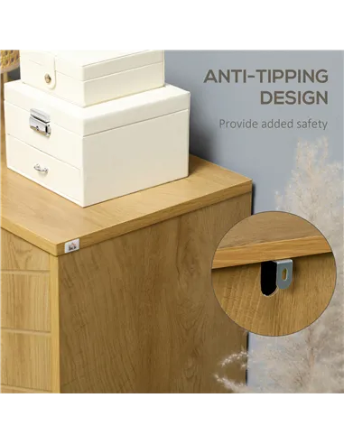 HOMCOM Vintage Storage Cabinet with Double Chevron Doors and Pine Wood Legs, Side Cabinet for Living Room, Kitchen, Bedroom