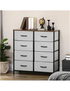 HOMCOM Fabric Chest of Drawers, Industrial Bedroom Dresser with 8 Fabric Drawers, Steel Frame and Wooden Top for Nursery, Living 2