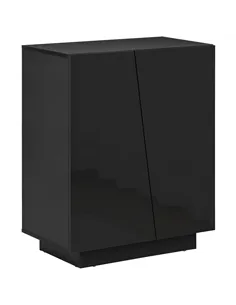 HOMCOM High Gloss Storage Cabinet, Freestanding Storage Cupboard with Adjustable Shelves for Living Room, Bedroom, Hallway, Blac
