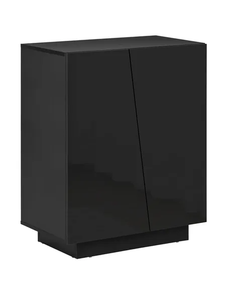 HOMCOM High Gloss Storage Cabinet, Freestanding Storage Cupboard with Adjustable Shelves for Living Room, Bedroom, Hallway, Blac