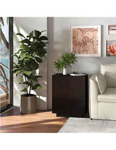 HOMCOM High Gloss Storage Cabinet, Freestanding Storage Cupboard with Adjustable Shelves for Living Room, Bedroom, Hallway, Blac