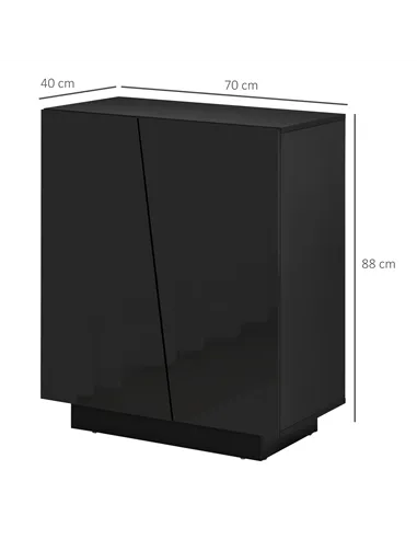 HOMCOM High Gloss Storage Cabinet, Freestanding Storage Cupboard with Adjustable Shelves for Living Room, Bedroom, Hallway, Blac