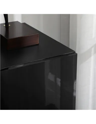 HOMCOM High Gloss Storage Cabinet, Freestanding Storage Cupboard with Adjustable Shelves for Living Room, Bedroom, Hallway, Blac