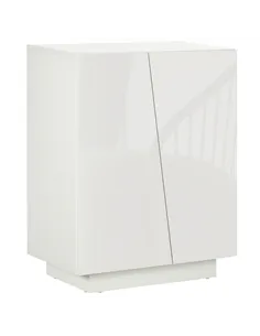HOMCOM High Gloss Storage Cabinet, Freestanding Storage Cupboard with Adjustable Shelves for Living Room, Bedroom, Hallway, Whit