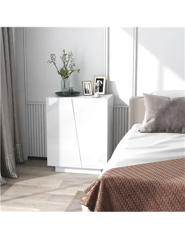 HOMCOM High Gloss Storage Cabinet, Freestanding Storage Cupboard with Adjustable Shelves for Living Room, Bedroom, Hallway, Whit