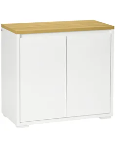 HOMCOM Kitchen Sideboard, Storage Cabinet with Double Doors and Adjustable Shelf for Living Room, Entryway, White