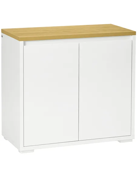 HOMCOM Kitchen Sideboard, Storage Cabinet with Double Doors and Adjustable Shelf for Living Room, Entryway, White