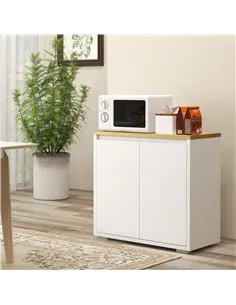HOMCOM Kitchen Sideboard, Storage Cabinet with Double Doors and Adjustable Shelf for Living Room, Entryway, White 2