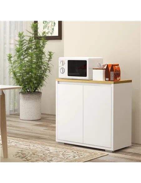HOMCOM Kitchen Sideboard, Storage Cabinet with Double Doors and Adjustable Shelf for Living Room, Entryway, White