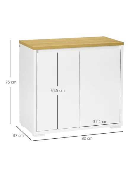 HOMCOM Kitchen Sideboard, Storage Cabinet with Double Doors and Adjustable Shelf for Living Room, Entryway, White