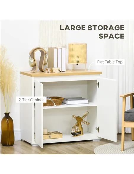 HOMCOM Kitchen Sideboard, Storage Cabinet with Double Doors and Adjustable Shelf for Living Room, Entryway, White