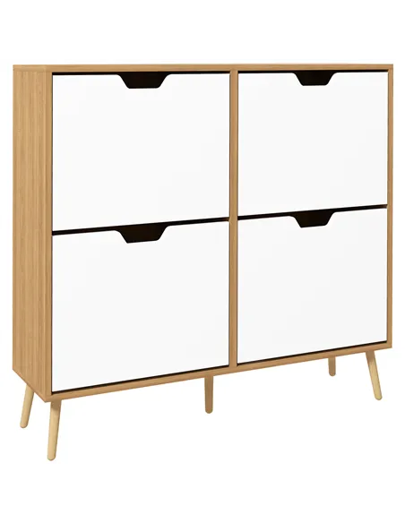 HOMCOM Shoe Storage Cabinet, 4 Flip Drawers, Shoe Organizer for 8-16 Pairs of Shoes, Natural