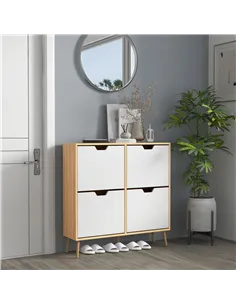 HOMCOM Shoe Storage Cabinet, 4 Flip Drawers, Shoe Organizer for 8-16 Pairs of Shoes, Natural 2