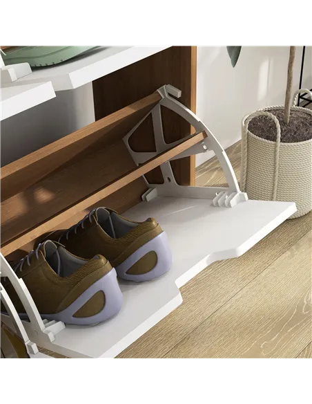 HOMCOM Shoe Storage Cabinet, 4 Flip Drawers, Shoe Organizer for 8-16 Pairs of Shoes, Natural