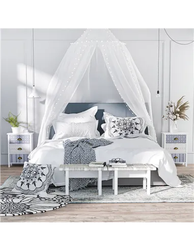 HOMCOM Bedside Table Set of 2 Chest of 3 Drawers Shabby Chic Nightstands with Metal Handle Sofa Side Table for Living Room, Bedr