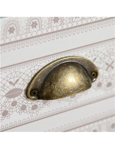 HOMCOM Bedside Table Set of 2 Chest of 3 Drawers Shabby Chic Nightstands with Metal Handle Sofa Side Table for Living Room, Bedr