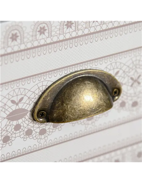 HOMCOM Bedside Table Set of 2 Chest of 3 Drawers Shabby Chic Nightstands with Metal Handle Sofa Side Table for Living Room, Bedr