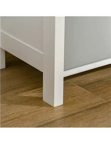 HOMCOM Bedside Table Set of 2 Chest of 3 Drawers Shabby Chic Nightstands with Metal Handle Sofa Side Table for Living Room, Bedr