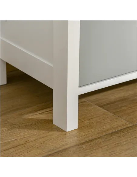 HOMCOM Bedside Table Set of 2 Chest of 3 Drawers Shabby Chic Nightstands with Metal Handle Sofa Side Table for Living Room, Bedr