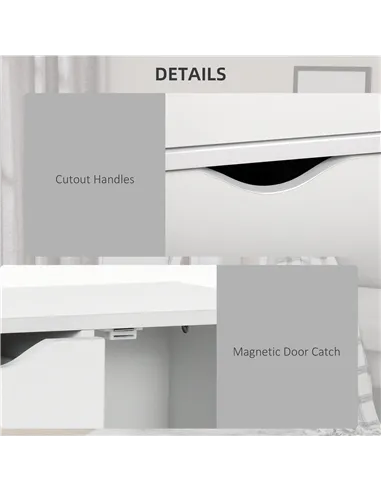 HOMCOM Bathroom Cabinet, Freestanding Storage Cabinet with 4 Drawers, Door Cupboard for Living Room, Kitchen, Bedroom, White