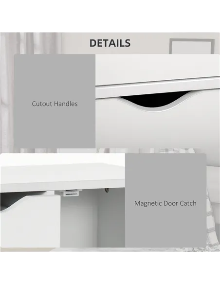 HOMCOM Bathroom Cabinet, Freestanding Storage Cabinet with 4 Drawers, Door Cupboard for Living Room, Kitchen, Bedroom, White