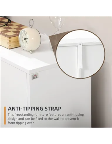 HOMCOM Bathroom Cabinet, Freestanding Storage Cabinet with 4 Drawers, Door Cupboard for Living Room, Kitchen, Bedroom, White