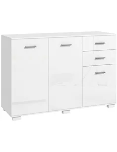HOMCOM Sideboard, Modern Storage Cabinet with 2 Drawers, 3 Doors and Adjustable Shelves, Kitchen Cabinet for Living Room, Dining