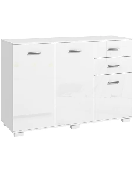 HOMCOM Sideboard, Modern Storage Cabinet with 2 Drawers, 3 Doors and Adjustable Shelves, Kitchen Cabinet for Living Room, Dining