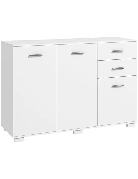 HOMCOM Sideboard, Modern Storage Cabinet with 2 Drawers, 3 Doors and Adjustable Shelves, Kitchen Cabinet for Living Room, Dining