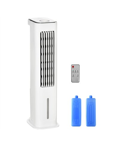 HOMCOM Evaporative Air Cooler, 5L Water Tank Oscillating Ice Cooling Fan with 3 Modes, 3 Speeds, Remote Control, Timer, and Osci