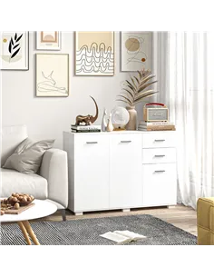HOMCOM Sideboard, Modern Storage Cabinet with 2 Drawers, 3 Doors and Adjustable Shelves, Kitchen Cabinet for Living Room, Dining 2