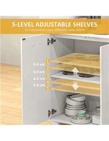 HOMCOM Sideboard, Modern Storage Cabinet with 2 Drawers, 3 Doors and Adjustable Shelves, Kitchen Cabinet for Living Room, Dining