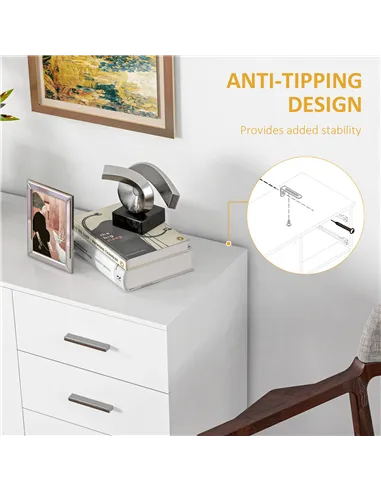 HOMCOM Sideboard, Modern Storage Cabinet with 2 Drawers, 3 Doors and Adjustable Shelves, Kitchen Cabinet for Living Room, Dining