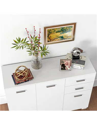 HOMCOM Sideboard, Modern Storage Cabinet with 2 Drawers, 3 Doors and Adjustable Shelves, Kitchen Cabinet for Living Room, Dining